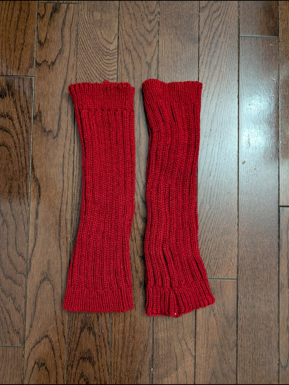 Red Knit Arm Warmers